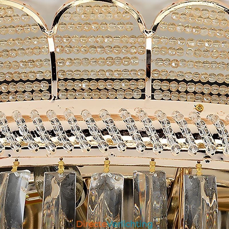 Luxe Kristallen Plafondlamp Goud Inbouw Ronde Verlichting