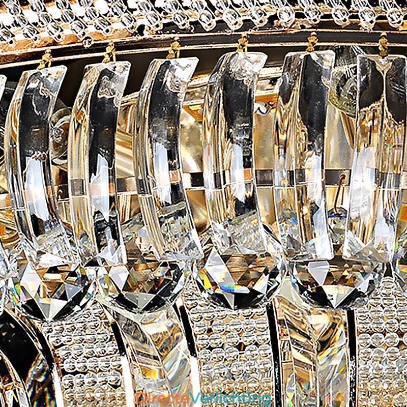 Luxe Kristallen Plafondlamp Goud Inbouw Ronde Verlichting