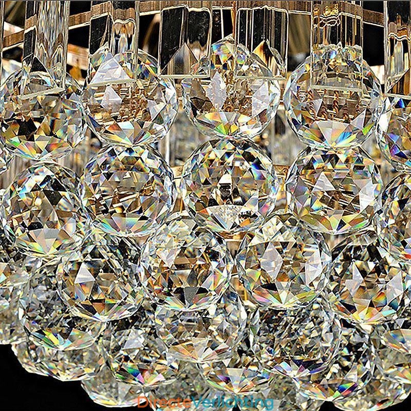 Luxe Kristallen Plafondlamp Goud Inbouw Ronde Verlichting