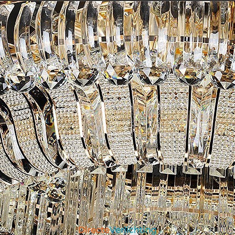Luxe Kristallen Plafondlamp Goud Inbouw Ronde Verlichting
