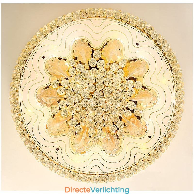 Elegante plafondlamp met gouden kristallen