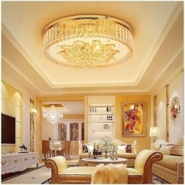 Elegante plafondlamp met gouden kristallen