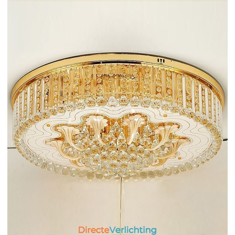 Elegante plafondlamp met gouden kristallen