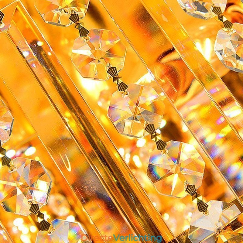 Elegante plafondlamp met gouden kristallen
