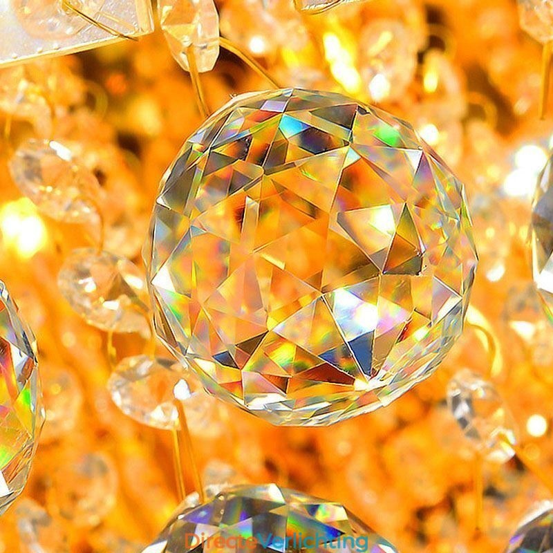 Elegante plafondlamp met gouden kristallen