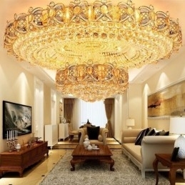Moderne gouden kristallen plafondlamp ronde inbouwverlichting