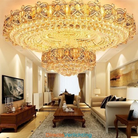 Moderne gouden kristallen plafondlamp ronde inbouwverlichting Moderne gouden kristallen plafondlamp ronde inbouwverlichting