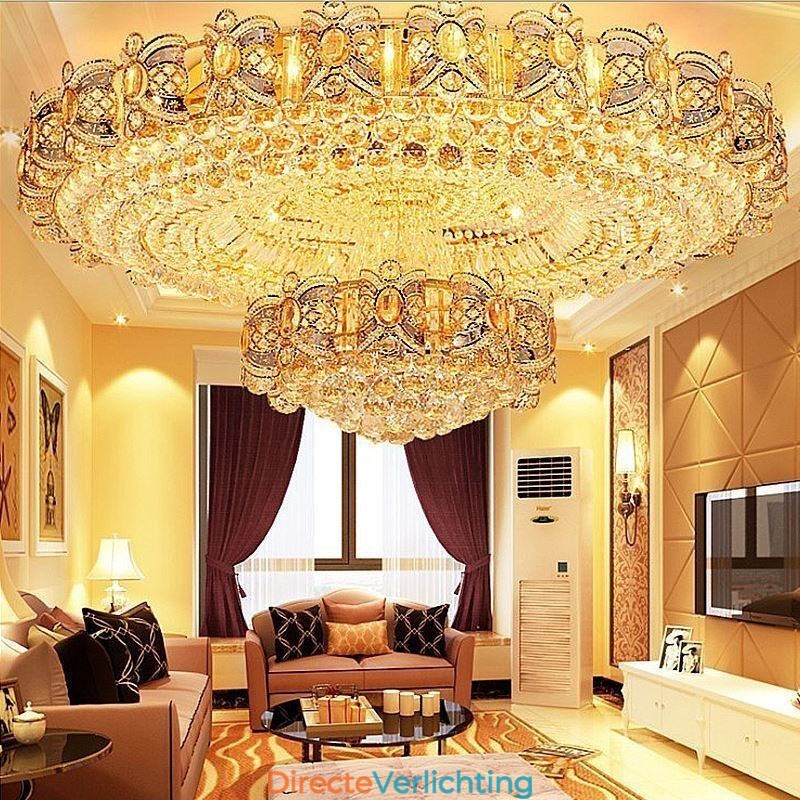 Moderne gouden kristallen plafondlamp ronde inbouwverlichting