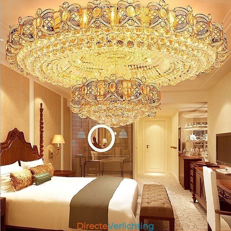 Moderne gouden kristallen plafondlamp ronde inbouwverlichting