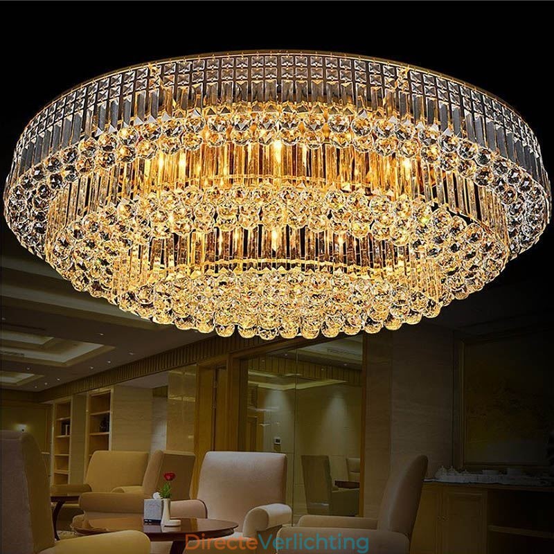 Plafondlamp met kristallen, inbouw, Europees ovaal
