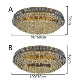 Plafondlamp met kristallen, inbouw, Europees ovaal
