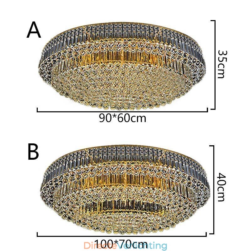 Plafondlamp met kristallen, inbouw, Europees ovaal