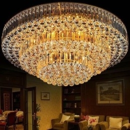 Plafondlamp met kristallen inbouw, Europese ronde verlichting