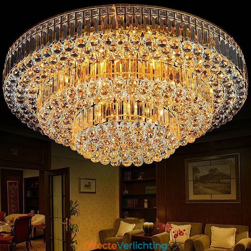 Plafondlamp met kristallen inbouw, Europese ronde verlichting