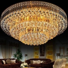 Plafondlamp met kristallen inbouw, Europese ronde verlichting