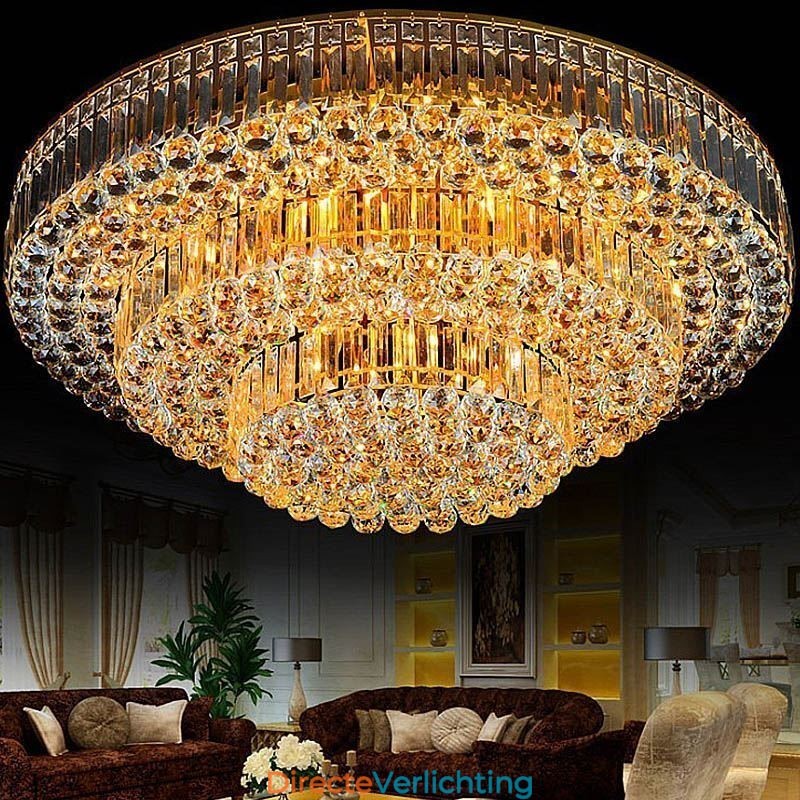 Plafondlamp met kristallen inbouw, Europese ronde verlichting