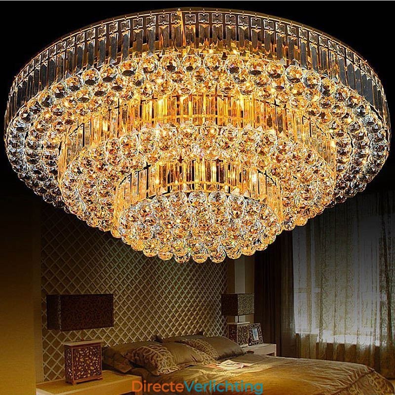 Plafondlamp met kristallen inbouw, Europese ronde verlichting