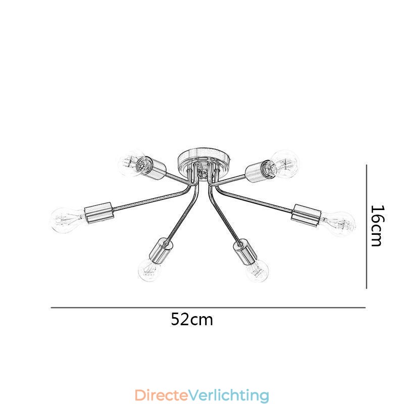 Sputnik kroonluchter 6-lichts semi-inbouw plafondlamp