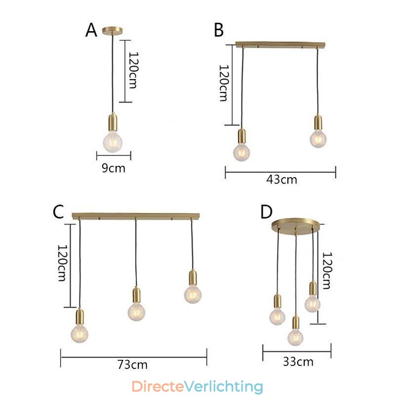 Nordic Brass 3 Hanglamp Cluster Licht Eiland Creatieve Minimalistische Verlichtingsarmatuur