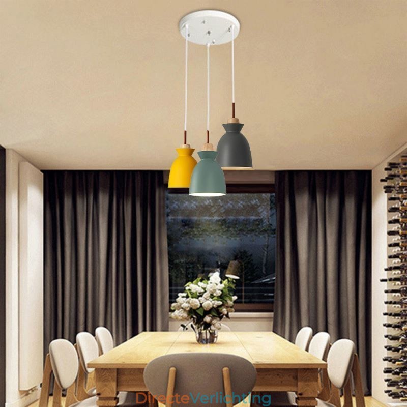 Nordic Simple Macaron Hanglamp Iron Arti Drie Lampen