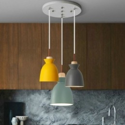 Nordic Simple Macaron Hanglamp Iron Arti Drie Lampen