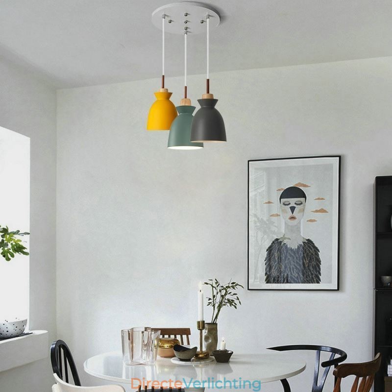 Nordic Simple Macaron Hanglamp Iron Arti Drie Lampen