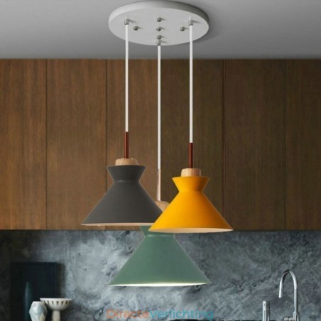 Nordic Macaron Island 3-lichts hanglamp, eenvoudig ijzer, Arti, drie lampen
