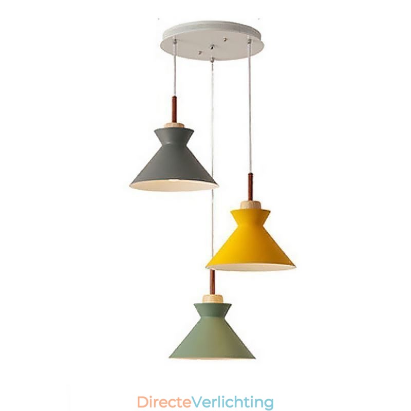 Nordic Macaron Island 3-lichts hanglamp, eenvoudig ijzer, Arti, drie lampen