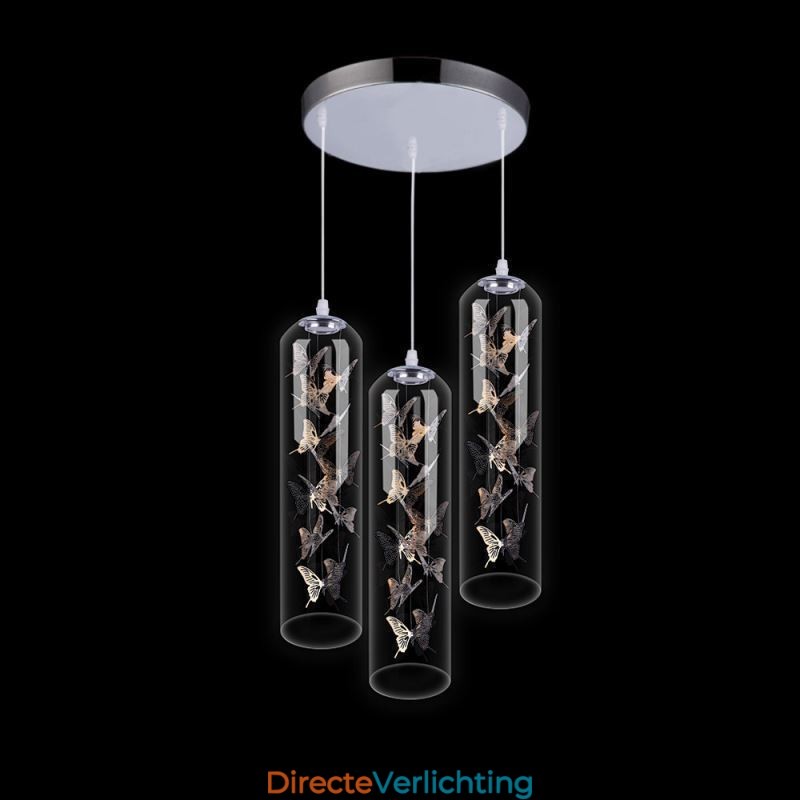 Glazen hanglamp Creatieve Scandinavische cilinderlamp Vlinderlamp