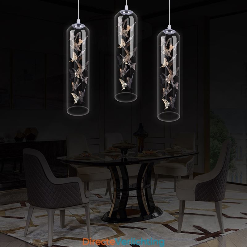 Glazen hanglamp Creatieve Scandinavische cilinderlamp Vlinderlamp