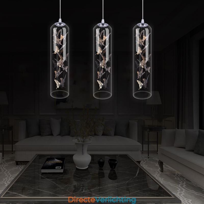 Glazen hanglamp Creatieve Scandinavische cilinderlamp Vlinderlamp