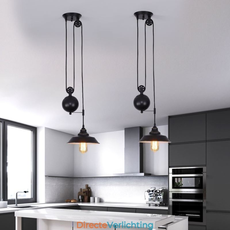 Industriële boerderij katrol hanglamp intrekbaar ontwerp verstelbare hoogte