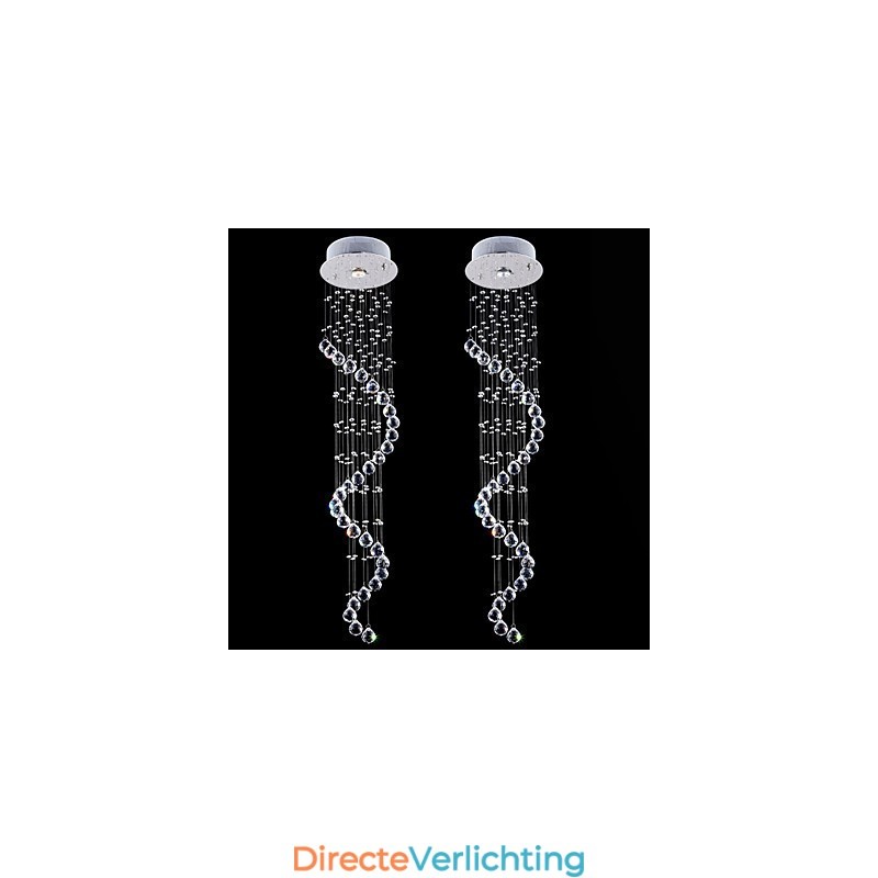 Kristallen hanglamp kroonluchterverlichting 1 lampen zilveren kap helder K9 kristal helix plafondlampen H120CM