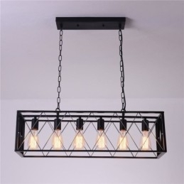 Rustieke rechthoekige hanglamp 6 lampen boerderij hanglamp