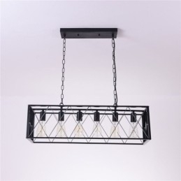 Rustieke rechthoekige hanglamp 6 lampen boerderij hanglamp