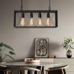 Rustieke rechthoekige hanglamp 4-lichts boerderij hanglamp