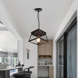 Vintage Trapeziumvormige Hanglamp Metalen Zwarte Plafondlamp