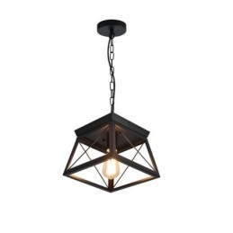 Vintage Trapeziumvormige Hanglamp Metalen Zwarte Plafondlamp