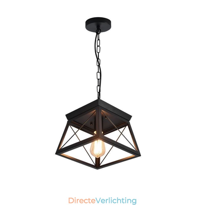 Vintage Trapeziumvormige Hanglamp Metalen Zwarte Plafondlamp