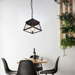 Vintage Trapeziumvormige Hanglamp Metalen Zwarte Plafondlamp