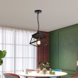 Vintage Trapeziumvormige Hanglamp Metalen Zwarte Plafondlamp
