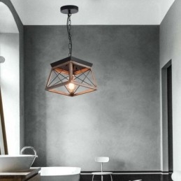 Vintage Trapeziumvormige Hanglamp Metaal Zwart Hanglamp