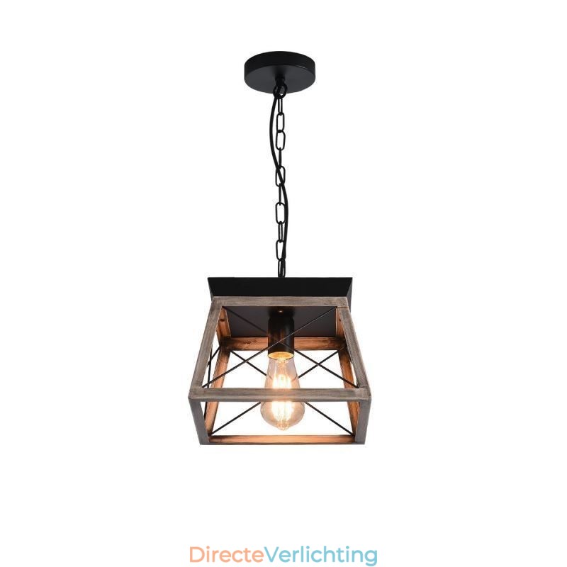 Vintage Trapeziumvormige Hanglamp Metaal Zwart Hanglamp