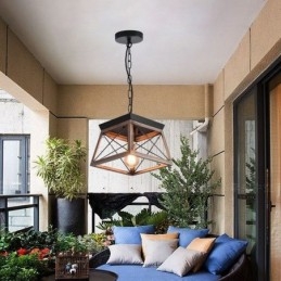 Vintage Trapeziumvormige Hanglamp Metaal Zwart Hanglamp