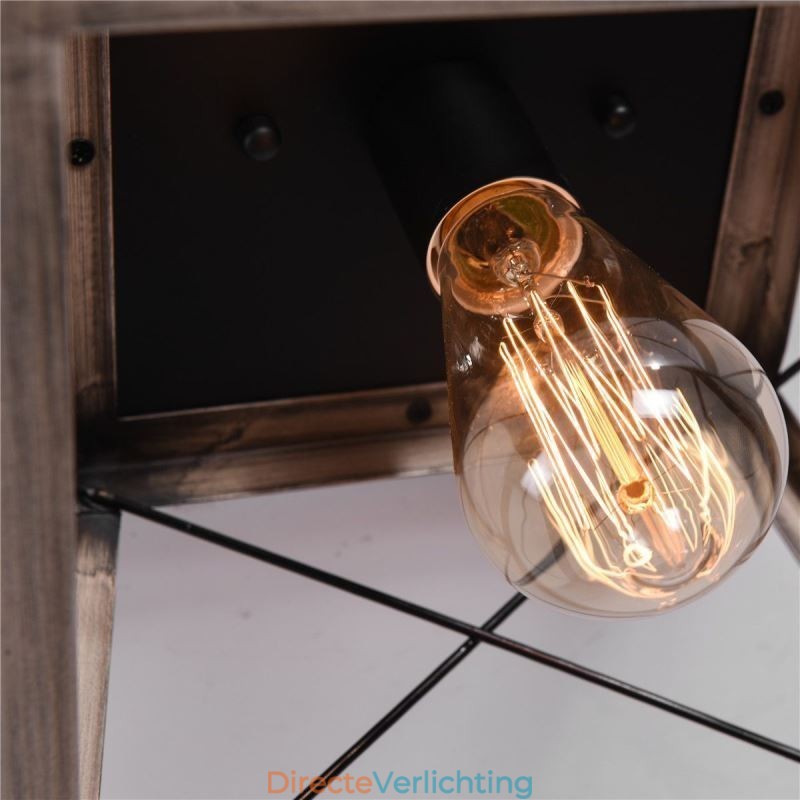 Vintage Trapeziumvormige Hanglamp Metaal Zwart Hanglamp