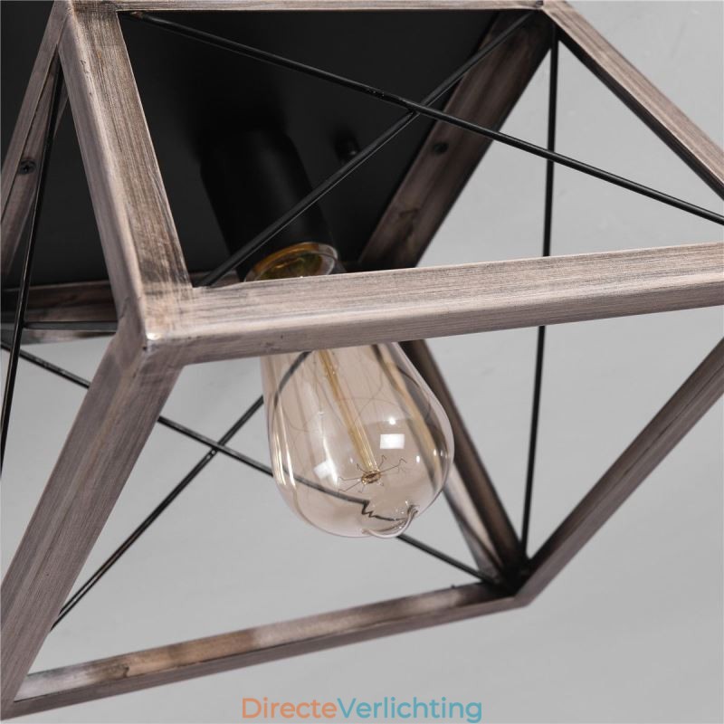 Vintage Trapeziumvormige Hanglamp Metaal Zwart Hanglamp