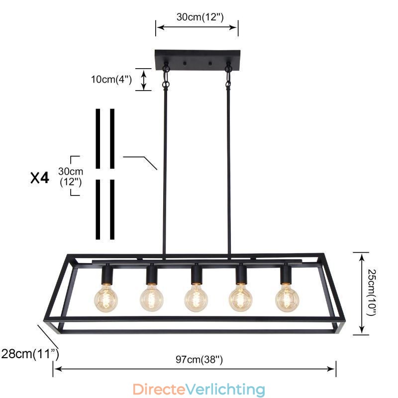 Industriële metalen hanglamp Trapeziumvormige plafondlamp
