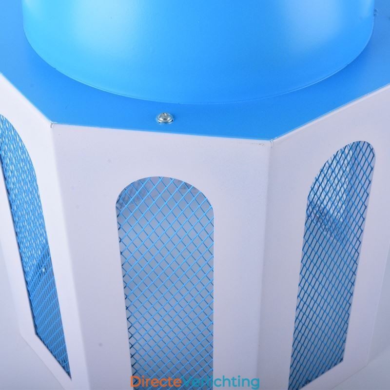 Kasteelvormige hanglamp, moderne blauwe en witte kleur