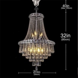 Moderne kristallen kroonluchter, eigentijdse elegante plafondlamp, duplex trap