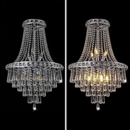 Moderne kristallen kroonluchter, eigentijdse elegante plafondlamp, duplex trap